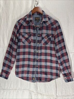 Northwest Territory Mens Plaid Western Pearl Snap Shirt Small 100% Cotton